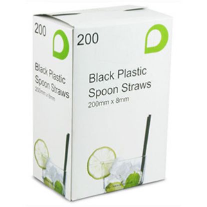 Picture of Straws Slushie Black w/spoon 200s x1